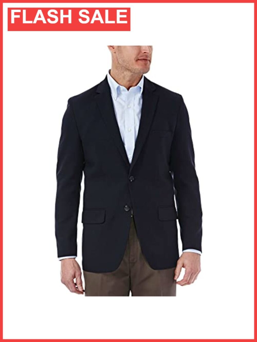 Men's Travel Stretch Tailored Fit 2-Button Side Vent Solid Blazer